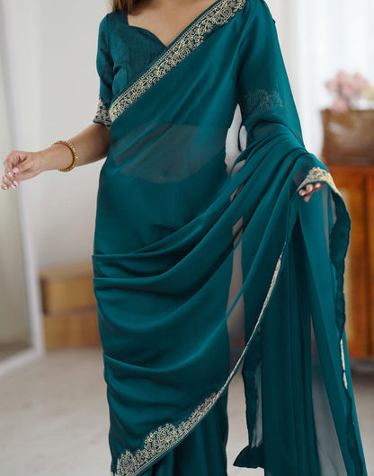 Rama Green Fancy Rangoli Silk Saree Coding Work