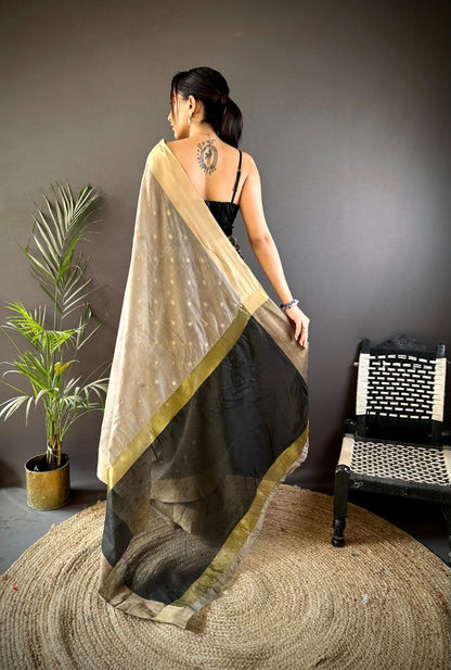 Gray Soft Cotton Silk Saree With Zari Woven Work | Wedding & Party Wear – JaipurSaaj