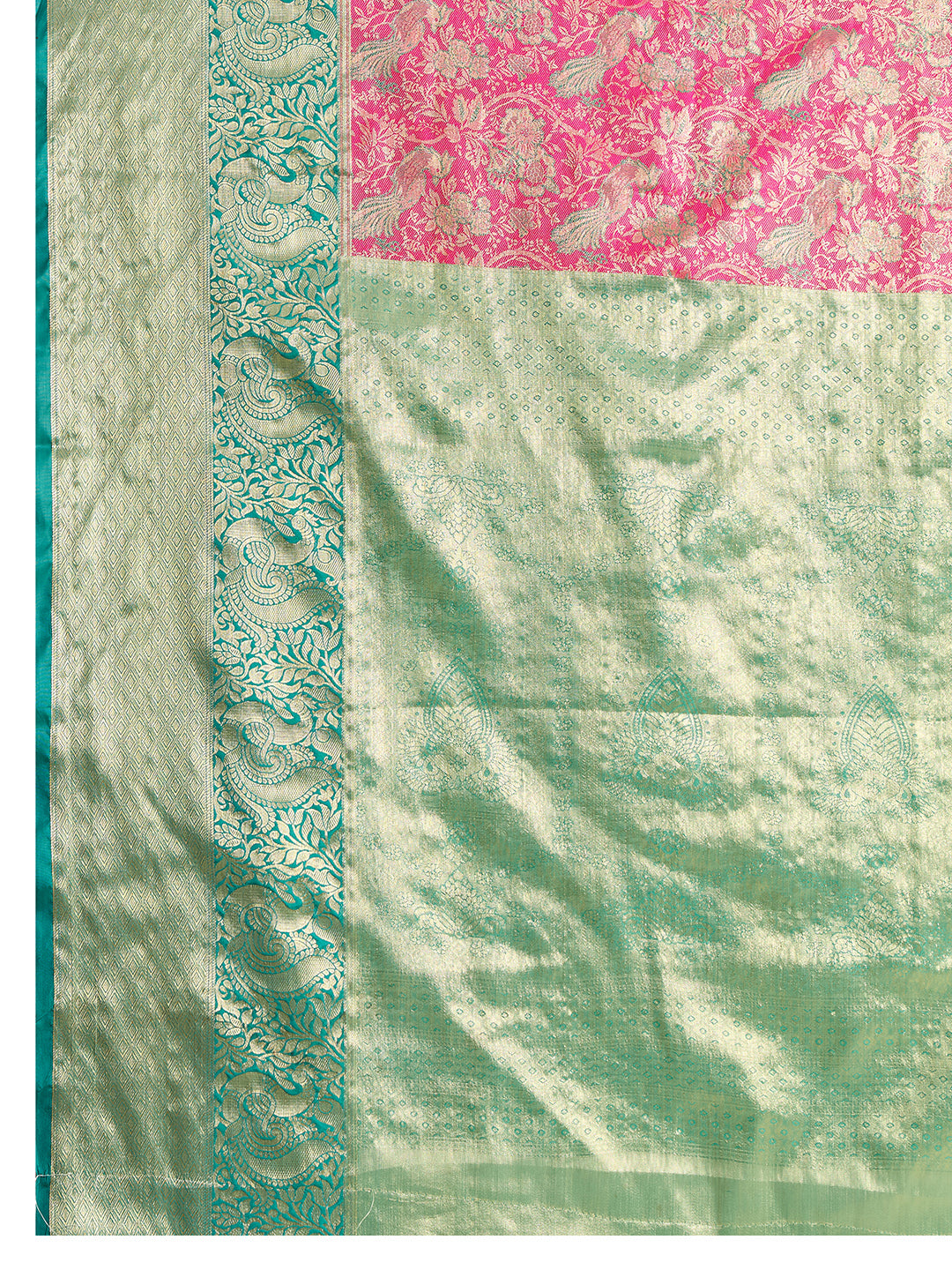Pink Kanjivaram Silk Saree with Zari Weaving Work & Big Border | Bridal Wedding Wear – JaipurSaaj