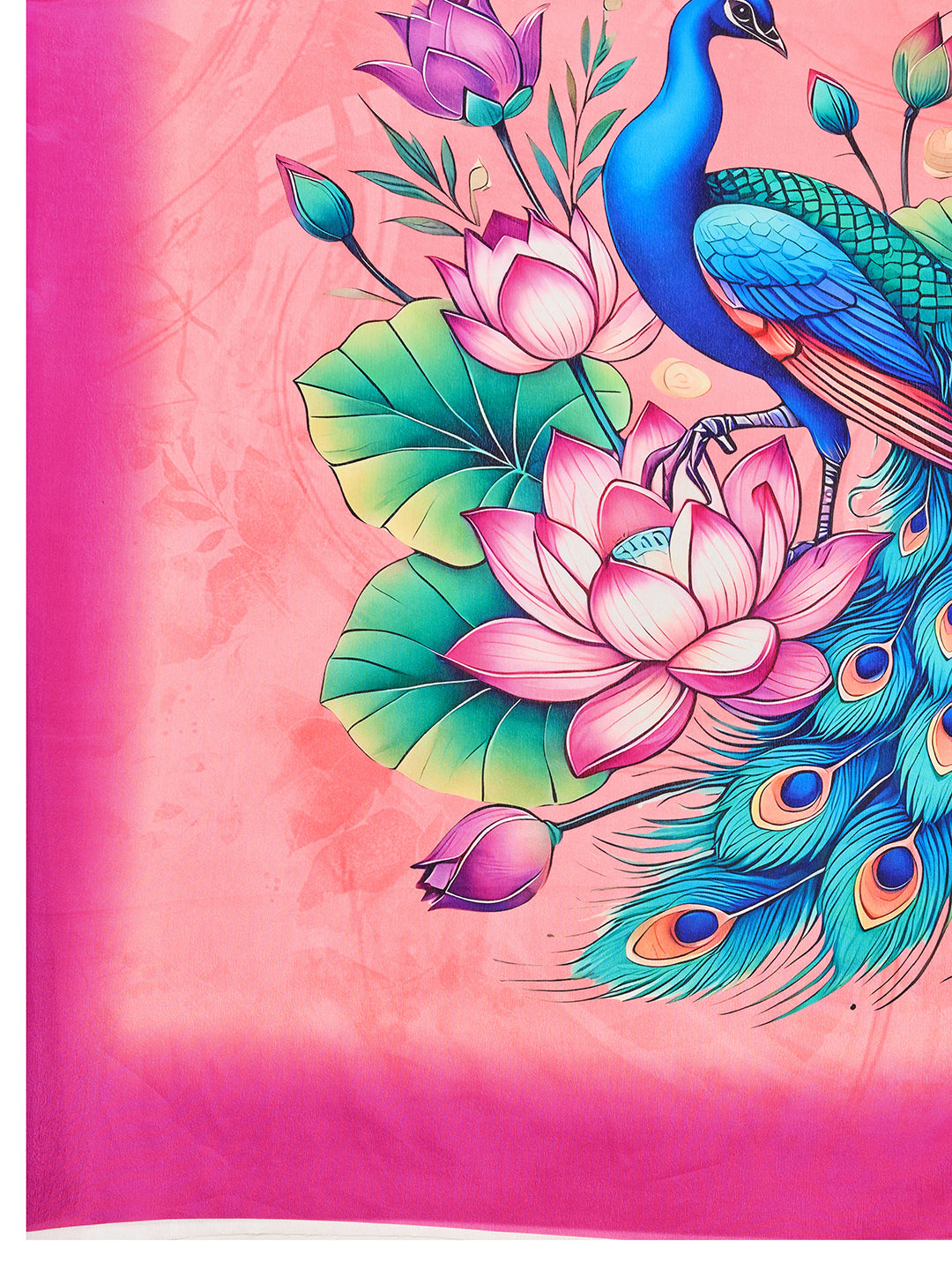 Baby Pink Soft Chinnon Silk Saree With Digital Printed Work