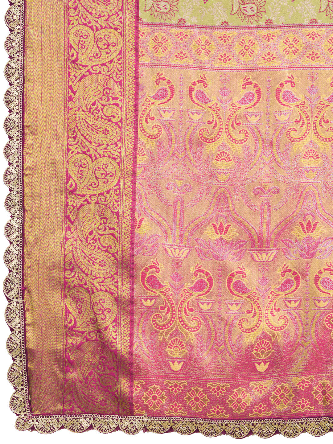 Pista Kanjivaram Silk Saree With Zari Weaving Work | Bridal Wedding Wear – JaipurSaaj