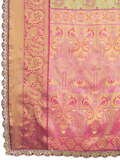 Pista Kanjivaram Silk Saree With Zari Weaving Work | Bridal Wedding Wear – JaipurSaaj