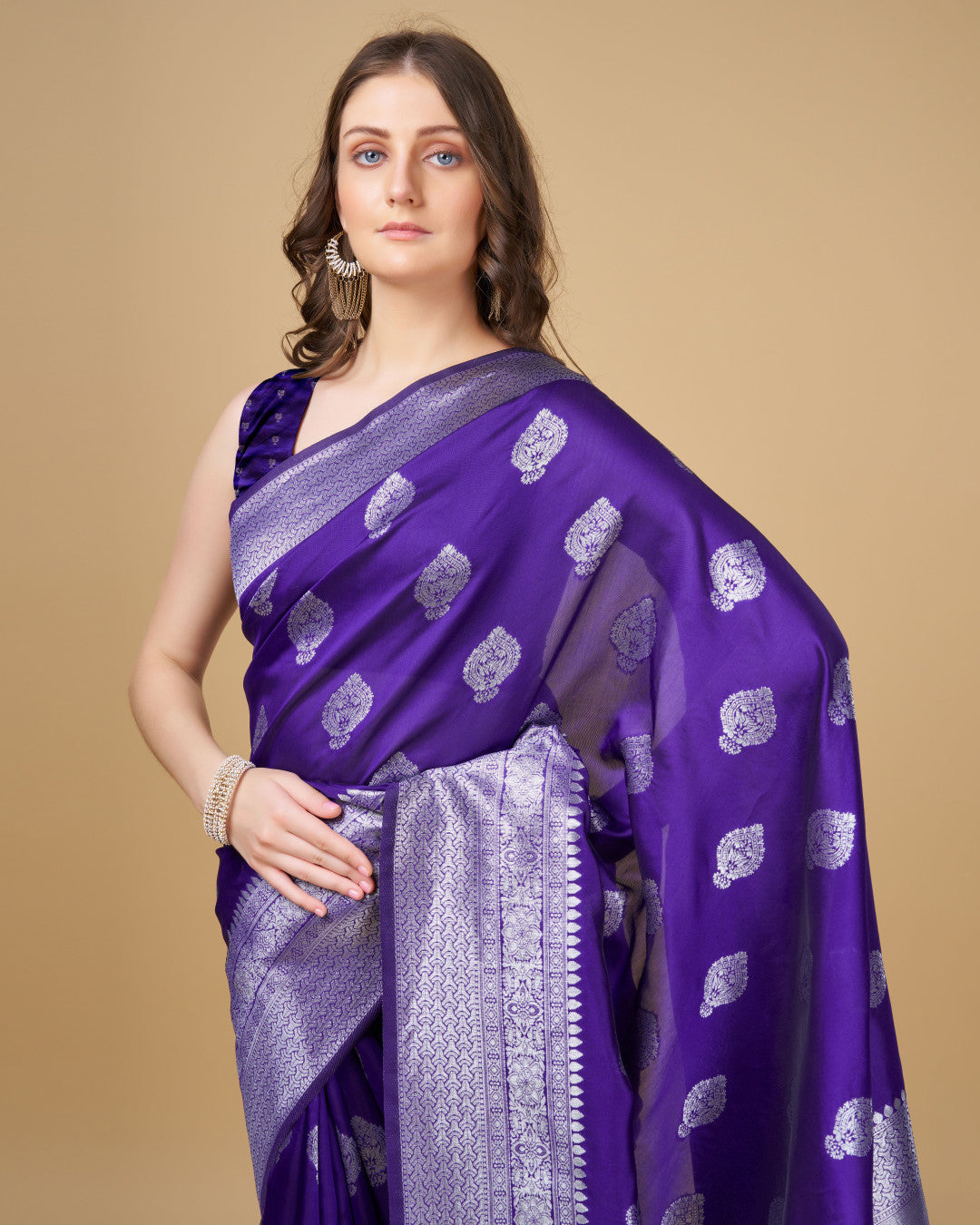 Purple Banarasi Silk Saree With Zari Weaving Pallu | Bridal Wedding Wear – JaipurSaaj