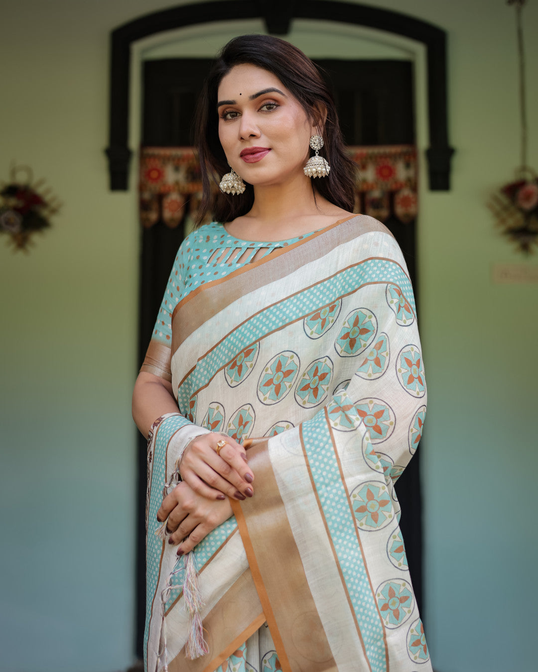 Multi Color Digital Printed Linen Cotton Saree | Summer Special Casual & Office Wear – JaipurSaaj