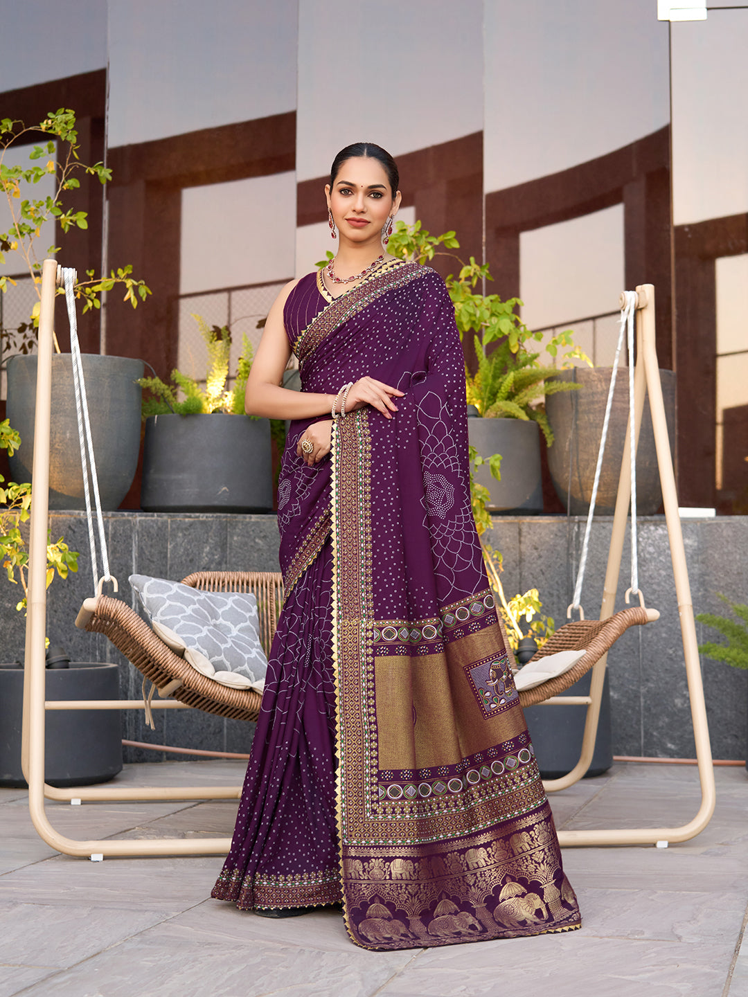 Wine Soft Cotton Saree With Unique Table Printed & Lace Border | Stylish Wedding Wear Saree – JaipurSaaj