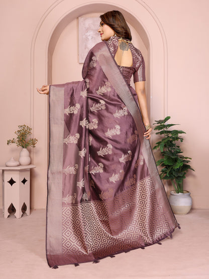 Magenta Organza Silk Banarasi Saree With Zari Weaving Work | Wedding & Festive Wear – JaipurSaaj