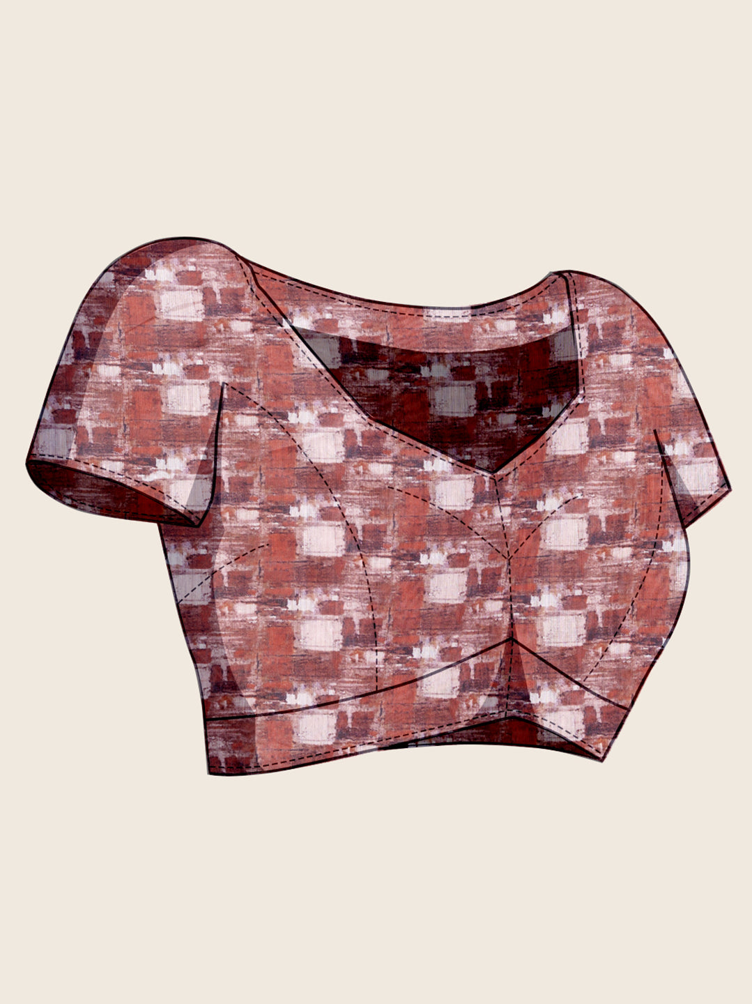 Brown Soft Linen Cotton Saree With Floral Printed Work