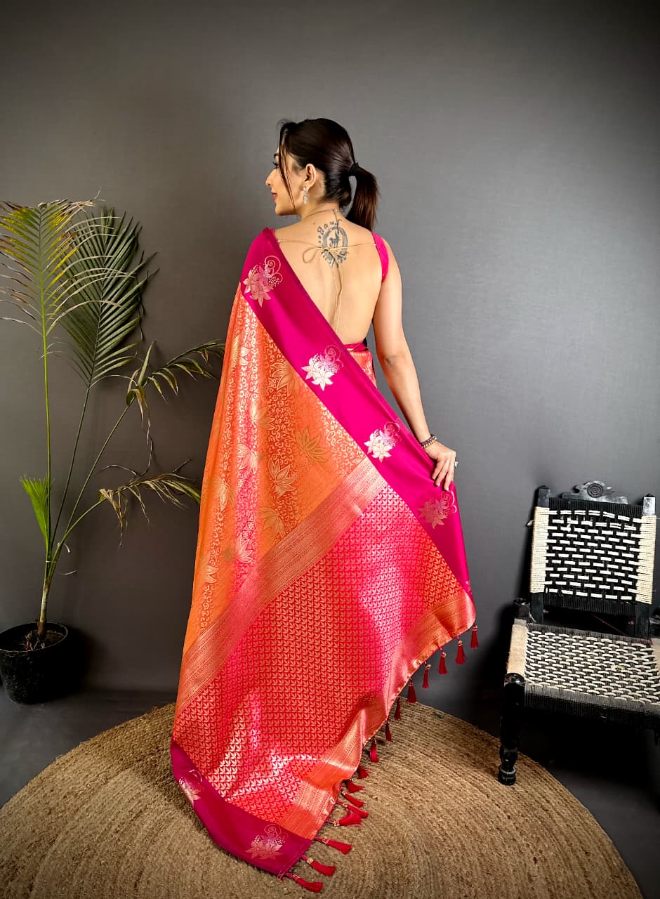 Peach Premium Soft Silk Saree With Zari Weaving Work | Wedding & Festive Wear – JaipurSaaj