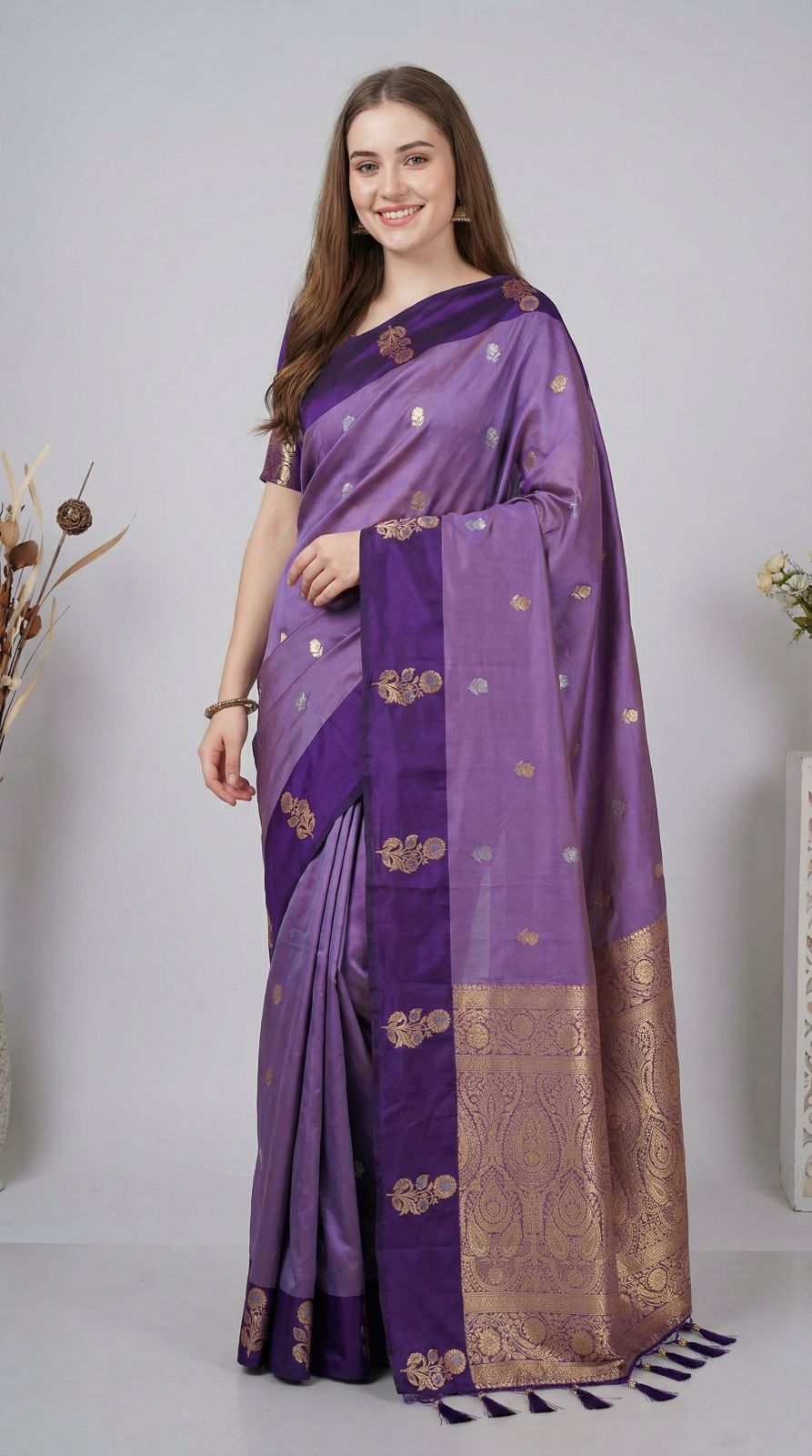 Lavender Premium Banarasi Soft Silk Saree With Zari Weaving Work | Wedding & Festive Wear – JaipurSaaj