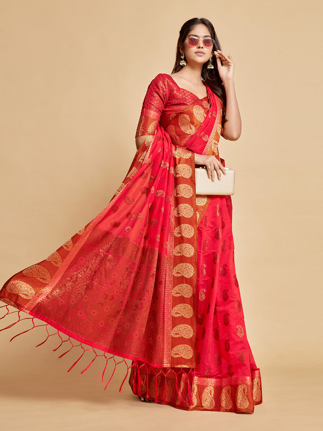 Pink Chanderi Cotton Saree With Woven Design | Traditional Festive Ethnic Wear – JaipurSaaj