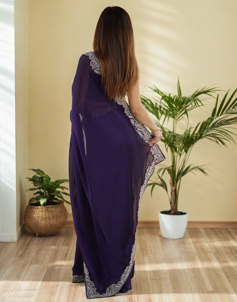 Purple Fancy Rangoli Silk Saree Coding Work