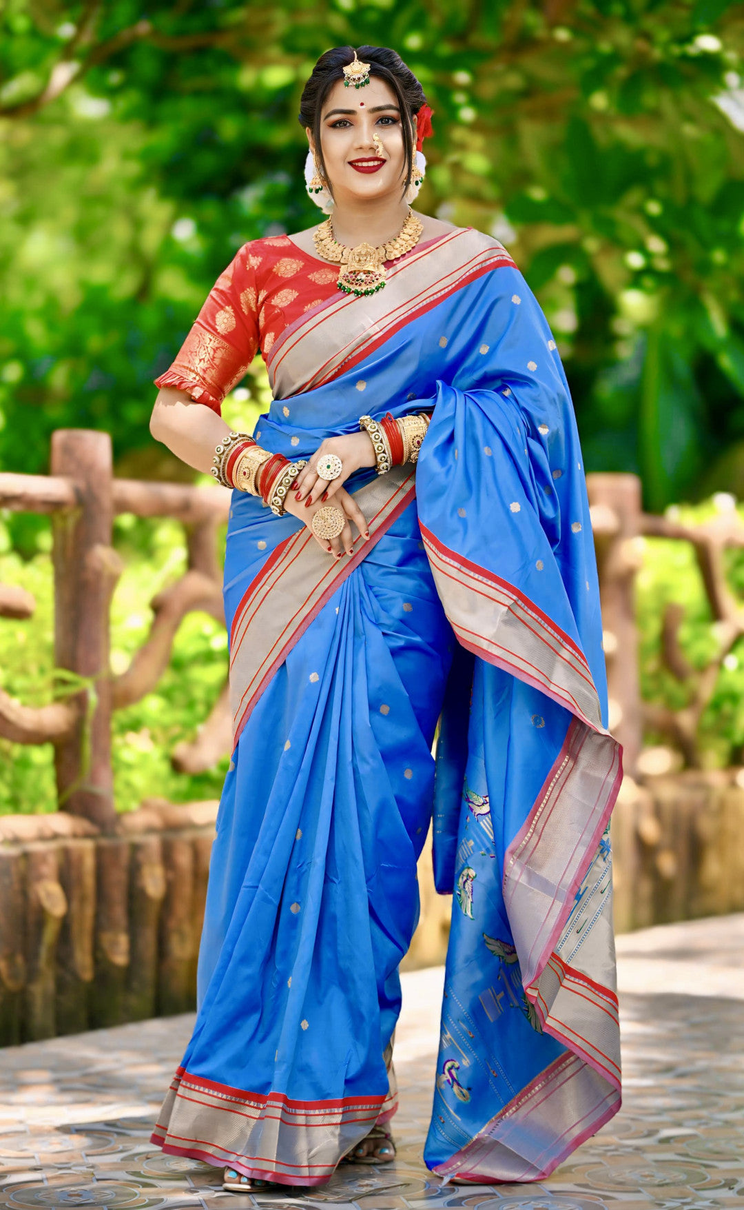 Sky Blue Paithani Silk Saree With Zari Weaving Work | Bridal Wedding Wear – JaipurSaaj