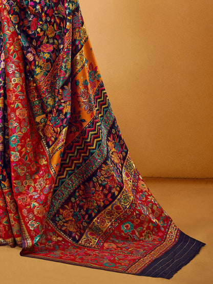 Blue Pashmina Silk Saree With Traditional Woven Design | Festive & Wedding Wear – JaipurSaaj