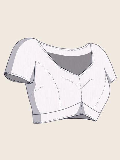 White Linen Cotton Saree With Digital Printed Work And Silver Zari Border