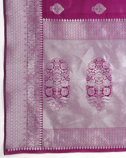 Magenta Banarasi Silk Saree With Zari Weaving Pallu | Bridal Wedding Wear – JaipurSaaj