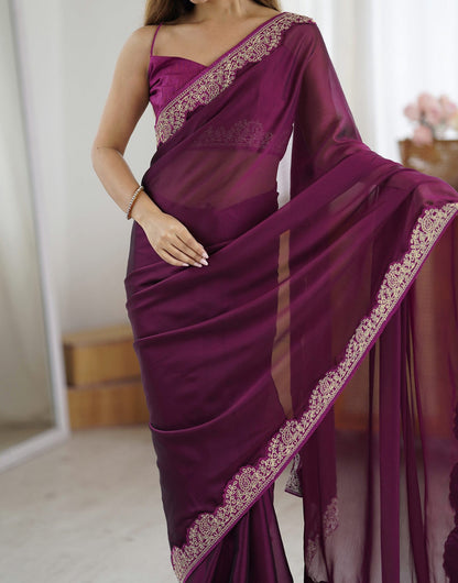 Wine Fancy Rangoli Silk Saree Coding Work