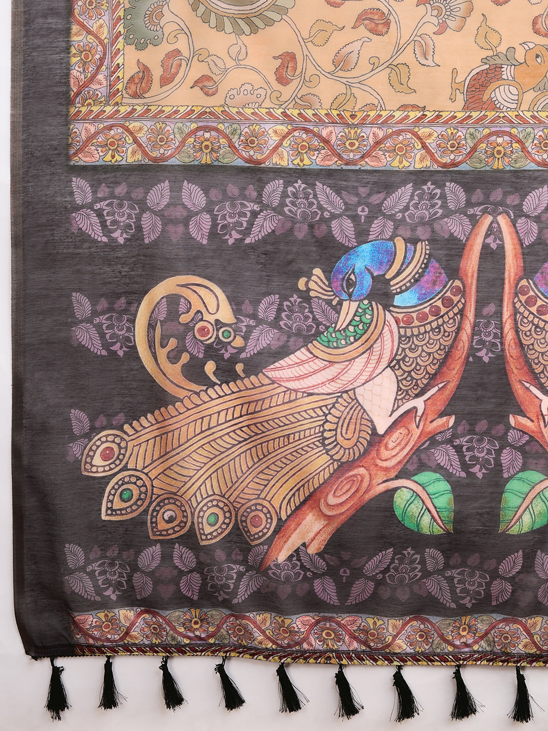 Multi Soft Linen Cotton Saree With Floral Printed Work