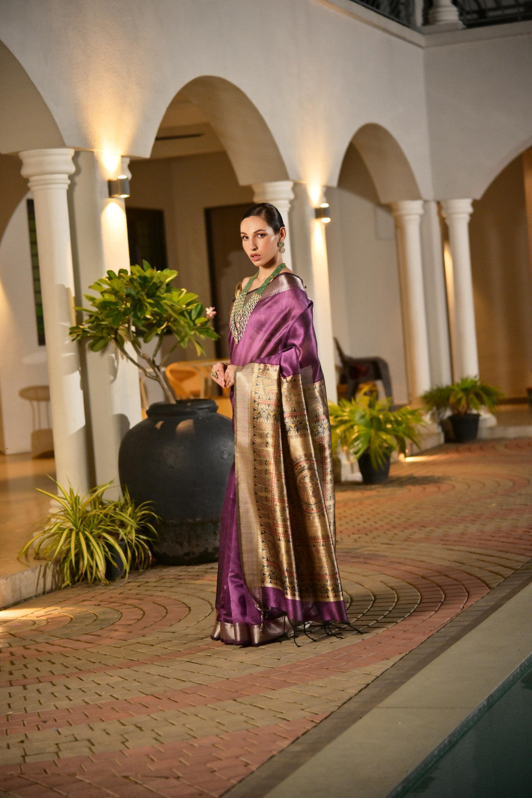 Magenta Khadi Raw Silk Saree With Beautiful Madhubani Printed Pallu | Party & Wedding Wear – JaipurSaaj