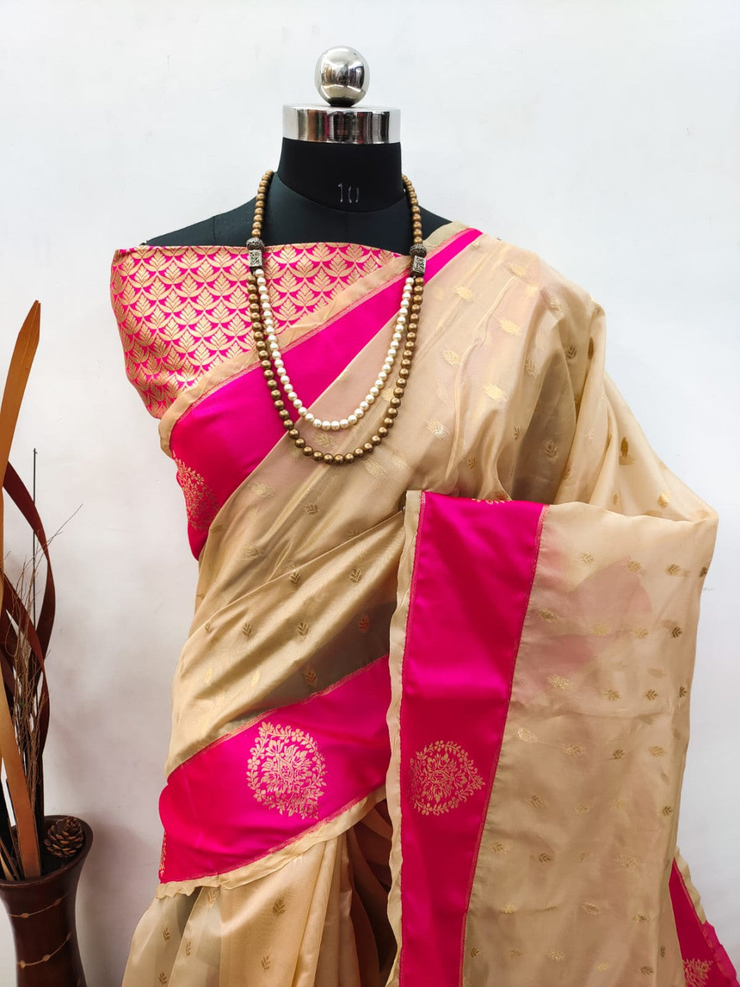 Cream Soft Organza Silk Saree With Zari Weaving Work | Festive & Party Wear Saree – JaipurSaaj