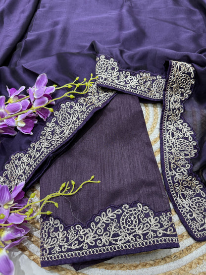 Purple Fancy Rangoli Silk Saree Coding Work
