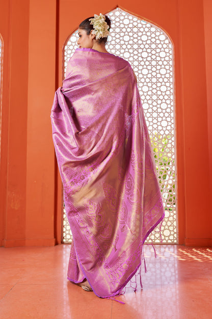 Pink Soft Silk Saree With Zari Weaving Work | Reception & Festive Wear – JaipurSaaj