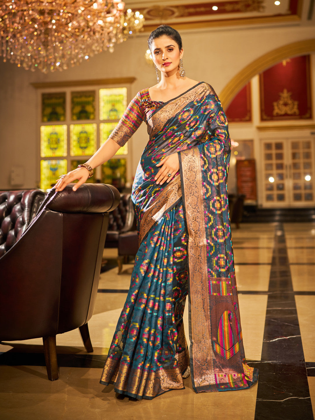Firoji Green Organza Silk Saree with Zari Weaving Work | Wedding & Festive Wear – JaipurSaaj