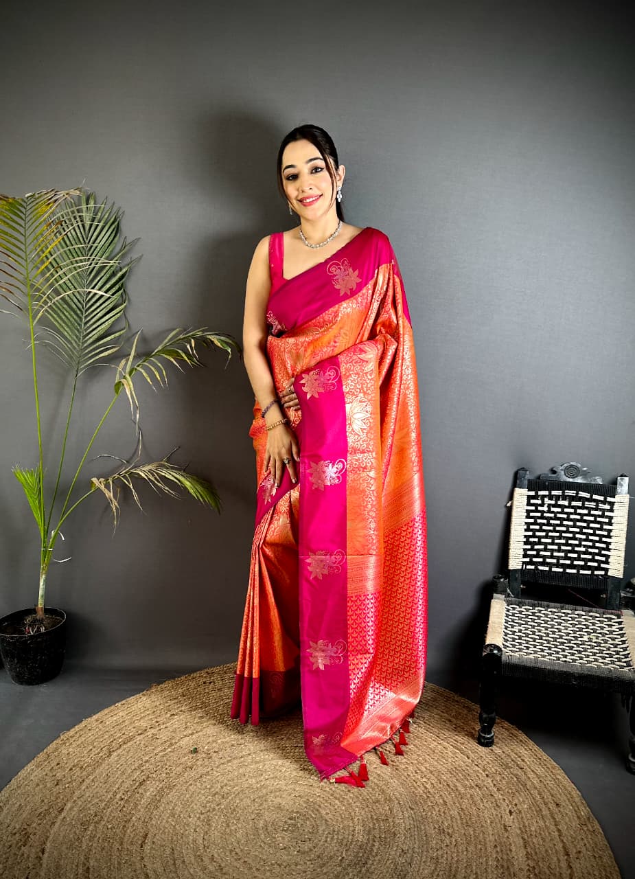 Peach Premium Soft Silk Saree With Zari Weaving Work | Wedding & Festive Wear – JaipurSaaj