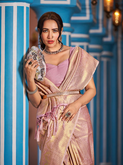 Lavender Soft Silk Saree With Zari Weaving Work | Party & Wedding Wear – JaipurSaaj