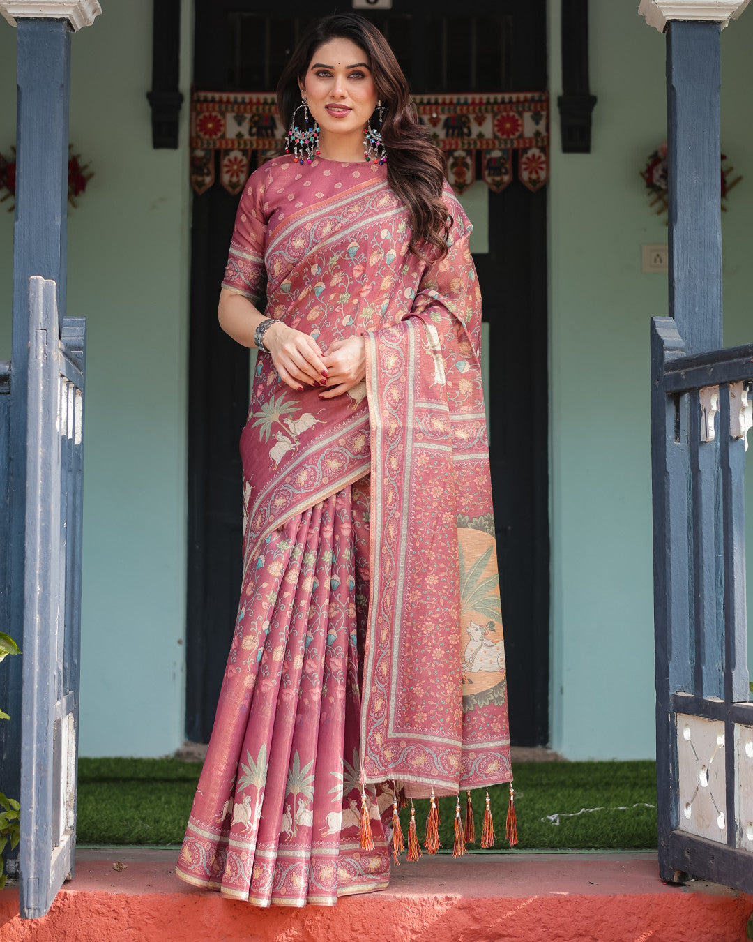 Maroon Soft Linen Cotton Saree with Kalamkari Printed Work | Summer Casual & Ethnic Wear – JaipurSaaj