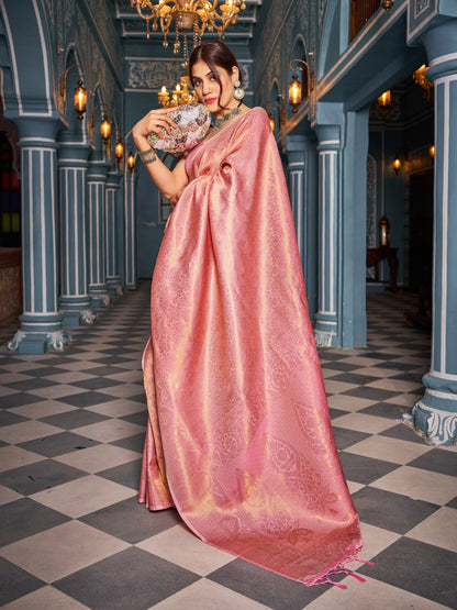 Baby Pink Soft Silk Saree With Zari Weaving Work | Party & Wedding Wear – JaipurSaaj