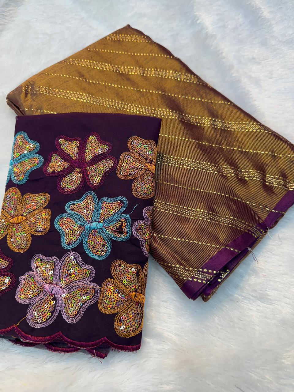 Magenta Brasso Silk Saree With Foil Work | Lightweight Party Wear – JaipurSaaj