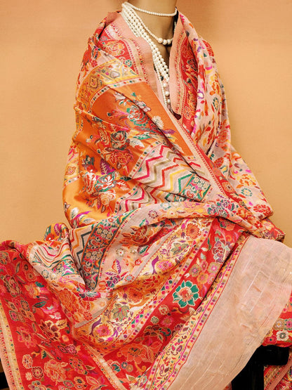 Peach Pashmina Silk Saree With Traditional Woven Design | Festive & Wedding Wear – JaipurSaaj
