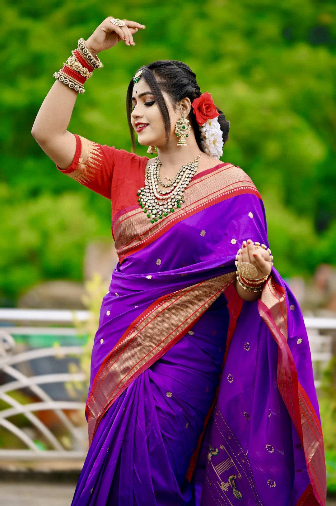 Violet Paithani Silk Saree With Zari Weaving Work | Bridal Wedding Wear – JaipurSaaj