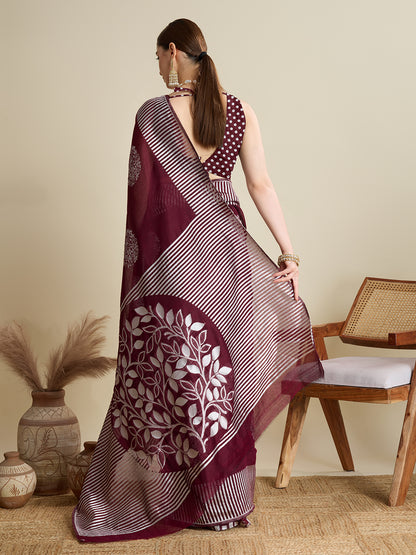 Maroon Color Soft Silk Saree With Weaving Work Lining Border