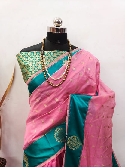 Baby Pink Soft Organza Silk Saree With Zari Weaving Work | Festive & Party Wear Saree – JaipurSaaj