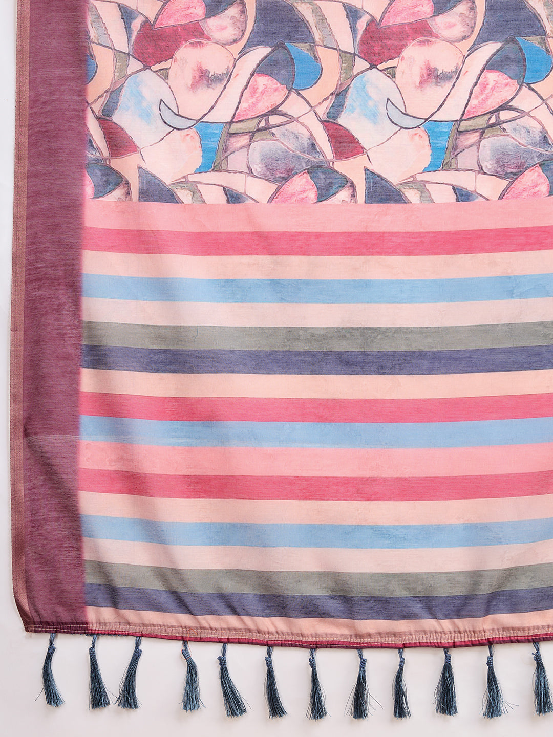 Multi Soft Linen Cotton Saree With Floral Printed Work