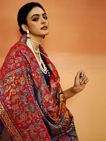 Blue Pashmina Silk Saree With Traditional Woven Design | Festive & Wedding Wear – JaipurSaaj