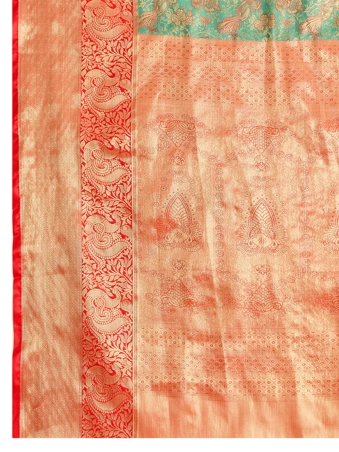 Green Kanjivaram Silk Saree with Zari Weaving Work & Big Border | Bridal Wedding Wear – JaipurSaaj