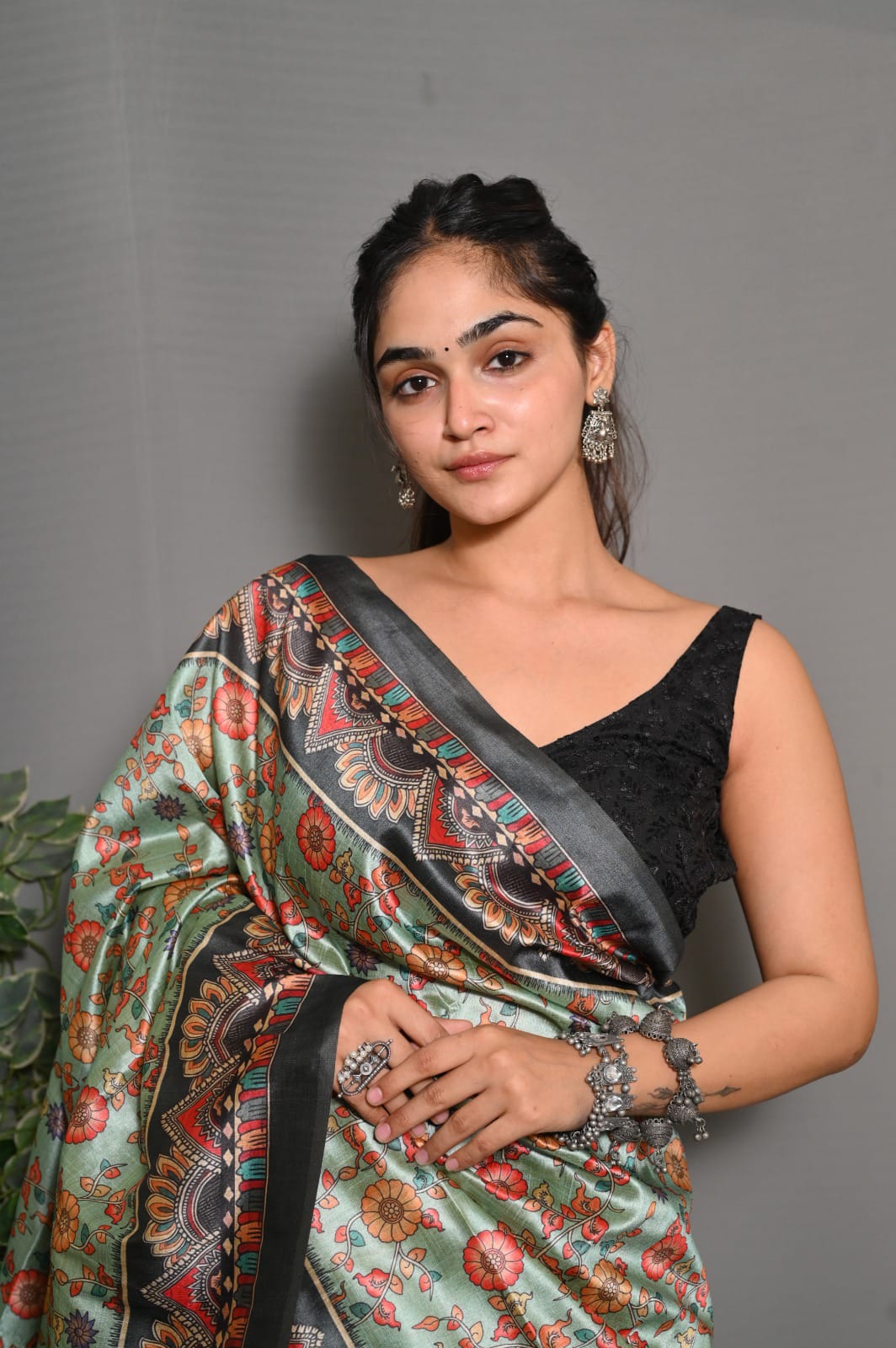 Sea Green Color Soft Silk Saree With Kalamkari Digital Printed Work