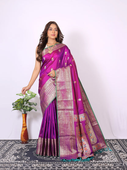 Magenta Banarasi Silk Saree With Zari Weaving Work | Bridal Wedding Wear – JaipurSaaj