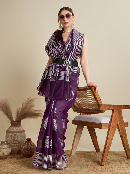 Magenta Color Soft Silk Saree With Weaving Work Lining Border