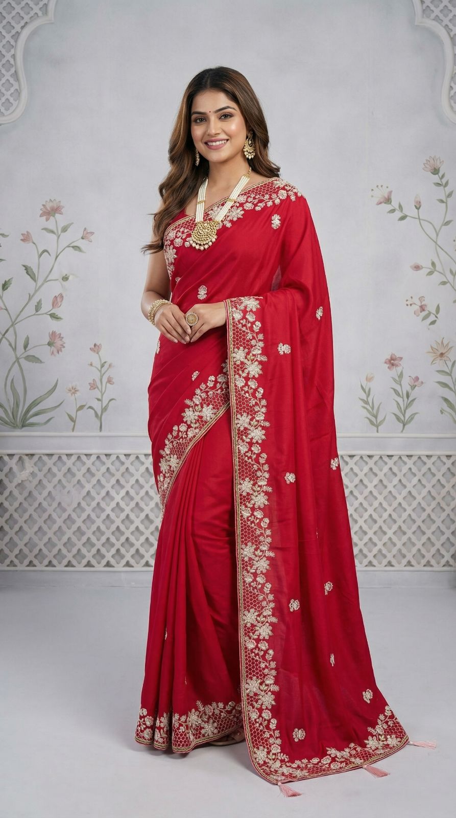 Maroon Dola Silk Saree With Sequence Embroidery Work | Festive & Wedding Wear – JaipurSaaj
