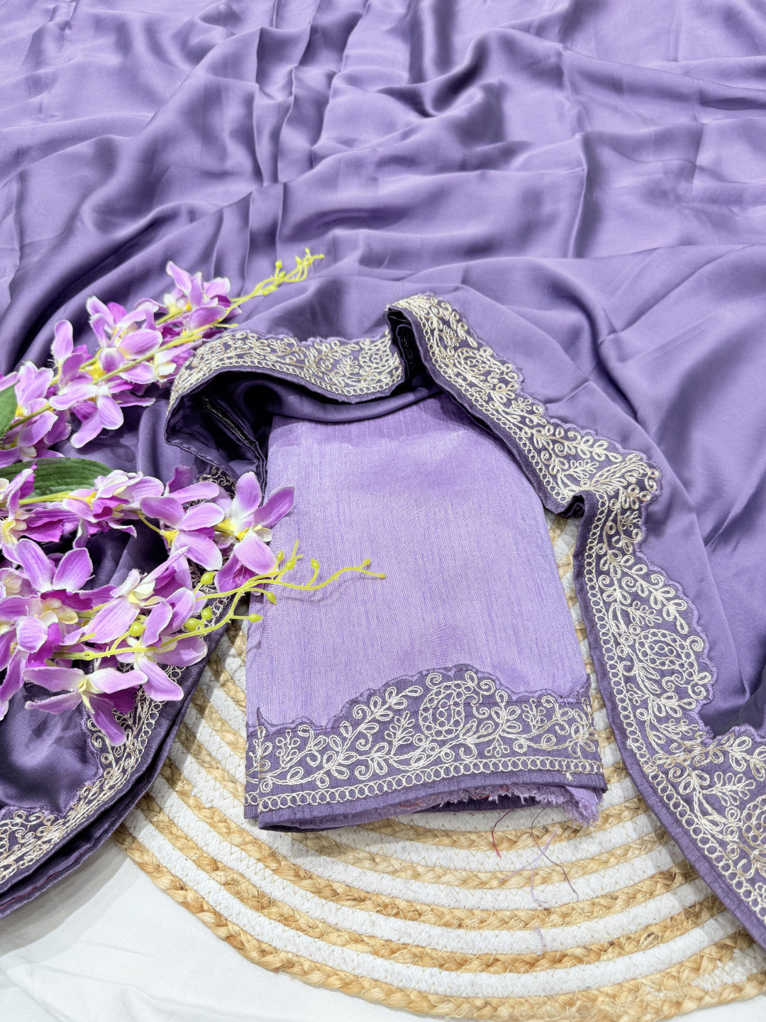 Lavender Fancy Rangoli Silk Saree Coding Work