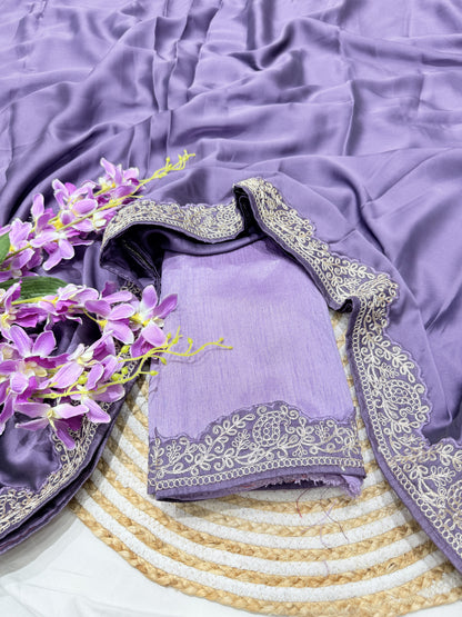 Lavender Fancy Rangoli Silk Saree Coding Work