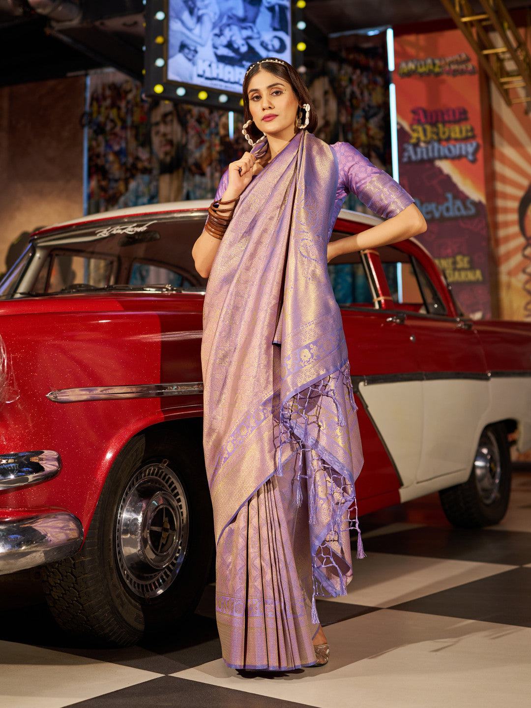 Lavender Soft Silk Saree With Zari Weaving Work | Reception & Festive Wear – JaipurSaaj