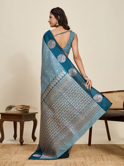 Rama Green Soft Silk Saree With Silver Banarasi Zari Weaving Work | Festive Wear – JaipurSaaj
