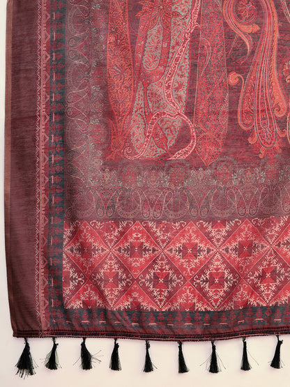 Multi Soft Linen Cotton Saree With Kalamkari Printed Work