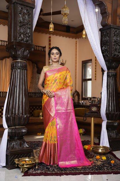 Yellow Soft Cotton Saree With Woven Design | Traditional Festive Ethnic Wear – JaipurSaaj
