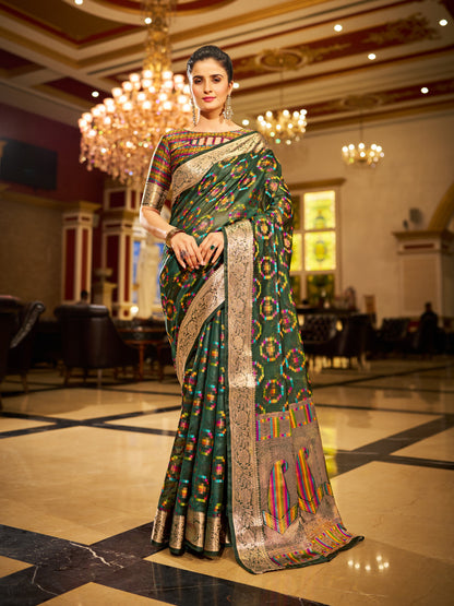 Green Green Organza Silk Saree with Zari Weaving Work | Wedding & Festive Wear – JaipurSaaj