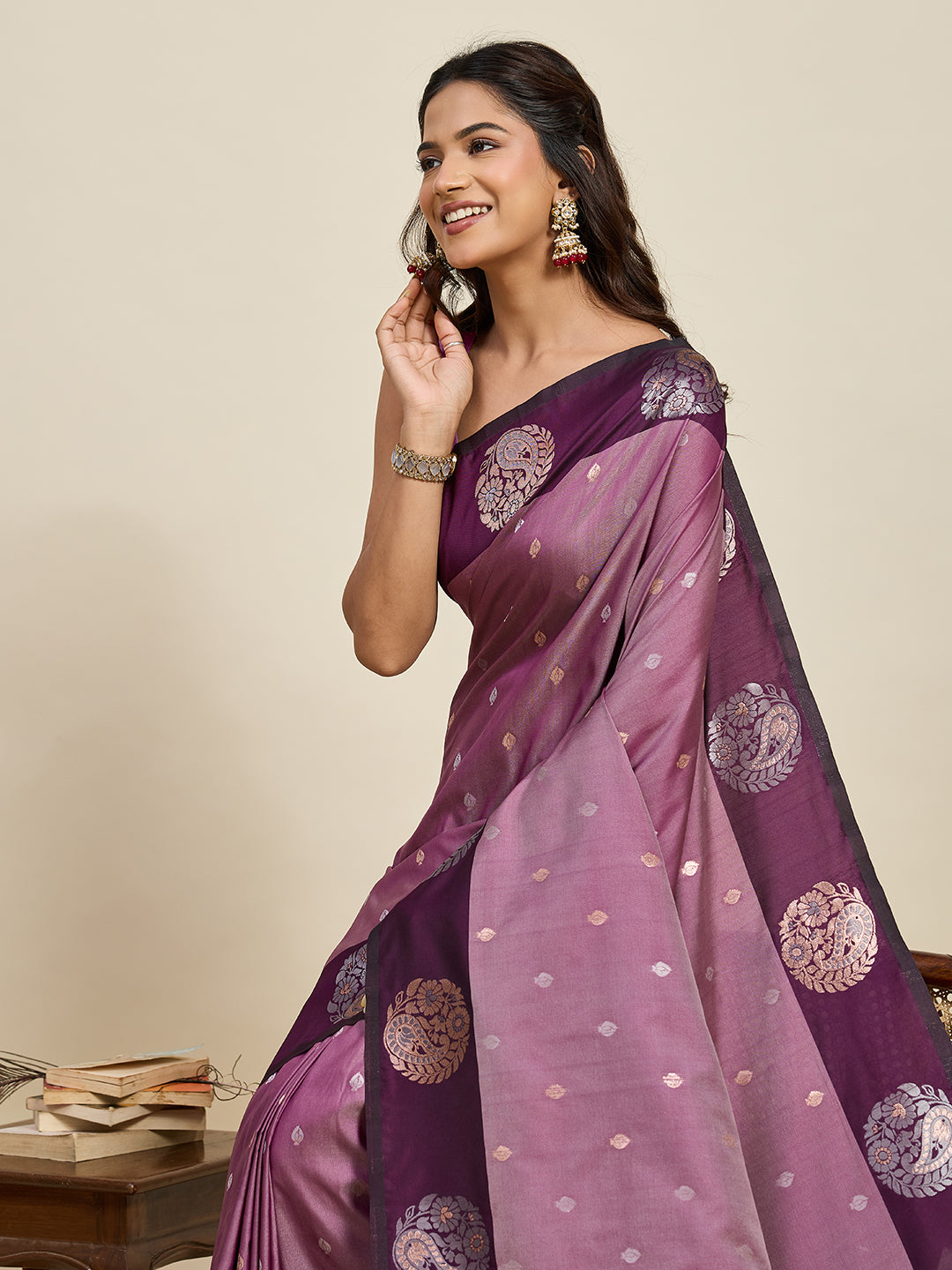 Dusty Pink Soft Silk Saree With Silver Banarasi Zari Weaving Work | Festive Wear – JaipurSaaj